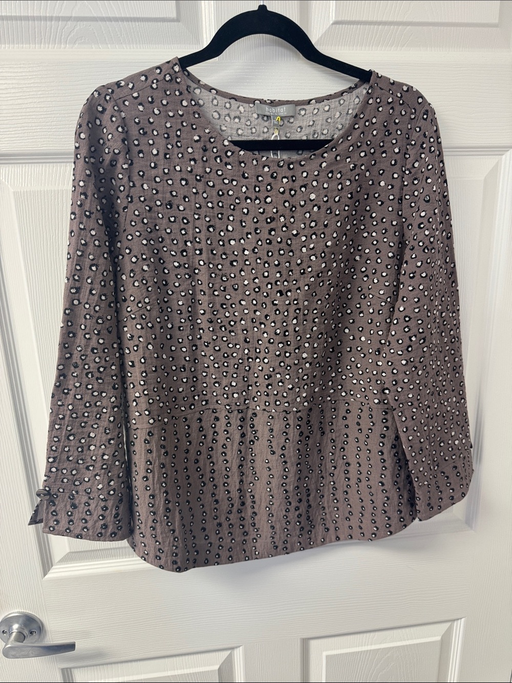 Habitat Taupe Animal-Print Long-Sleeve Blouse